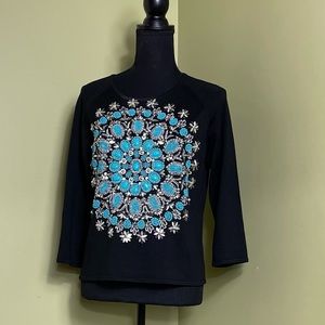 Adorable! need a smaller size.This runs large Michael Simon Spun Silk sweater.